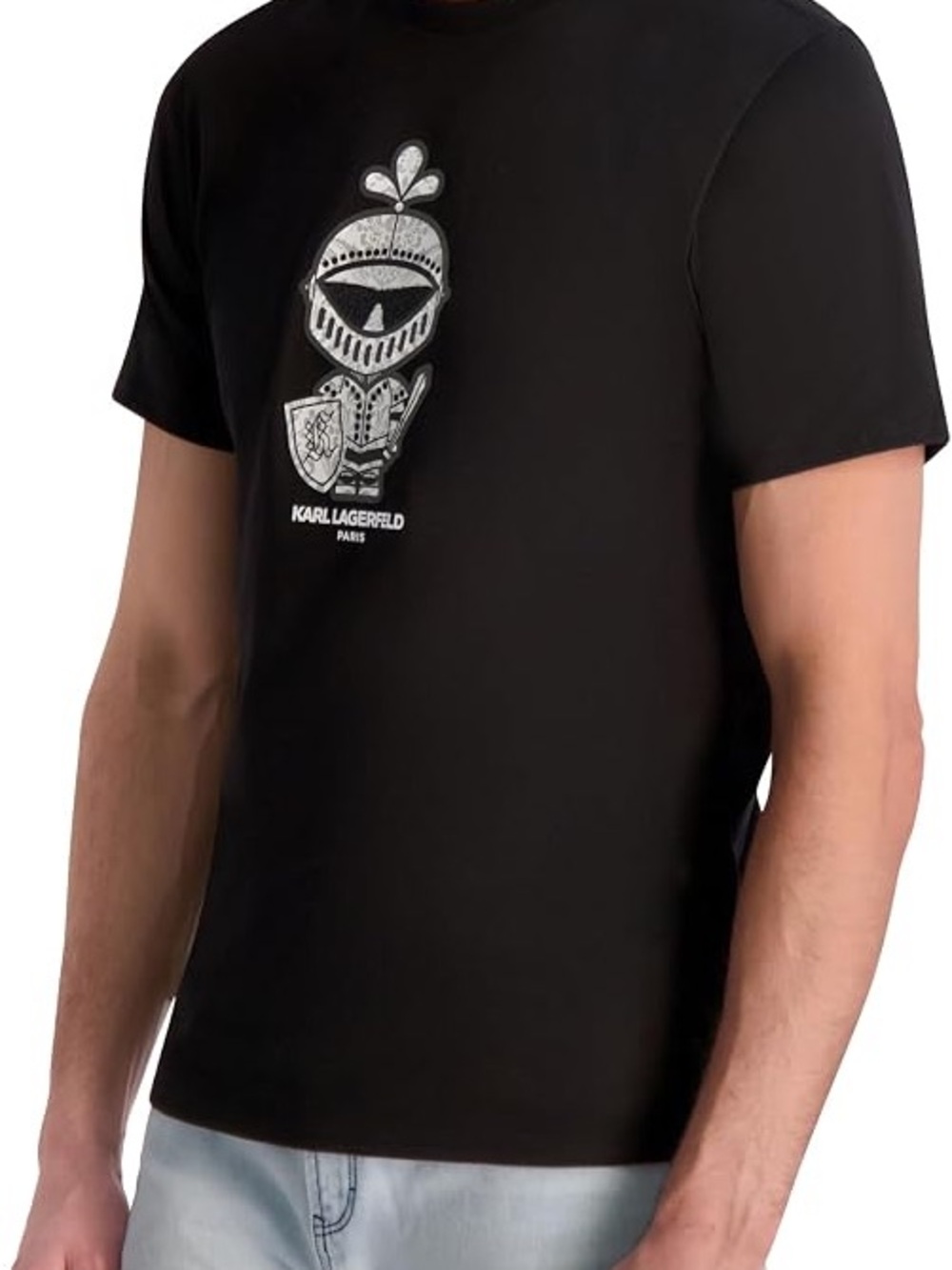 Karl Lagerfeld Black T-Shirt with Silver Knight Graphic